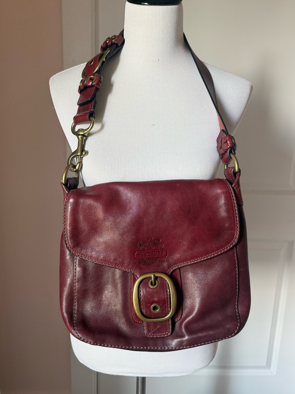 Coach Vintage Bleecker Legacy Oxblood Leather Flap Shoulder Bag 11419